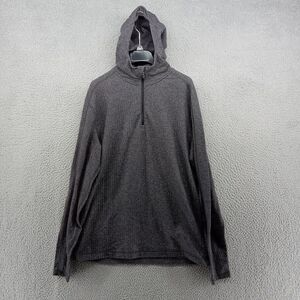 Lululemon Hoodie Mens Medium Gray Black Herringbone 1/4‎ Zip Pullover Classic
